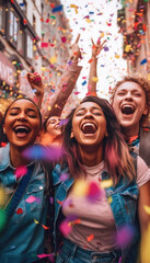 LGBT community concept celebrating the diversity at the pride month. Generative AI illustrations