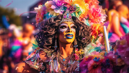 Naklejka premium LGBT community concept celebrating the diversity at the pride month. Generative AI illustrations