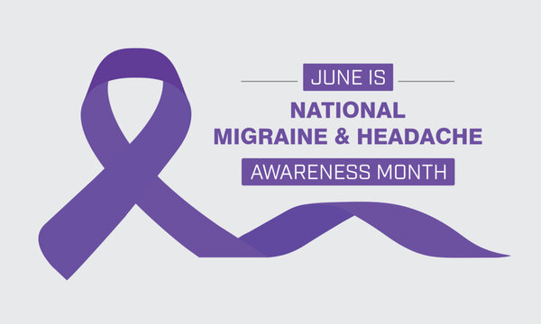 National Migraine and Headache Awareness Month design with a purple ribbon. Vector illustration - Powered by Adobe