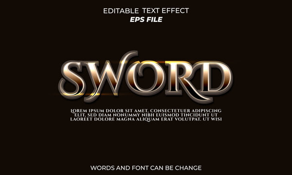 sword  text effect, font editable, typography, 3d text 