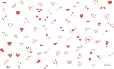 かわいい手書きのハートのアイコン　Cute hand drawn heart icon set