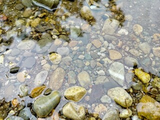 Rock and gravel on the clear underwater