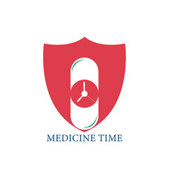 Time with pill vector logo template. Suitable for business. pharmacy, healthy, web and design