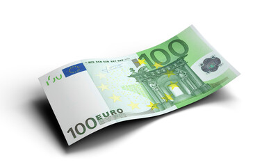 Single isolated 100 Euro bank note