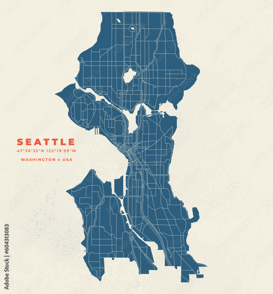 Wall mural Seattle map vector poster flyer