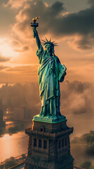 Statue of Liberty at sunset