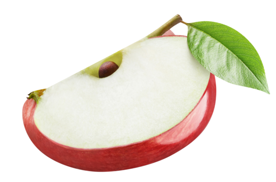 Piece of delicious red apple, cut out