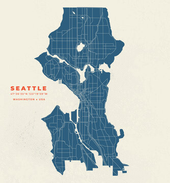 Seattle map vector poster flyer