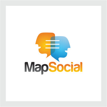 Combination logo from local or pin and chat symbol logo design concept