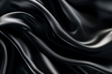 Obraz premium Abstract Black silk fabric satin background