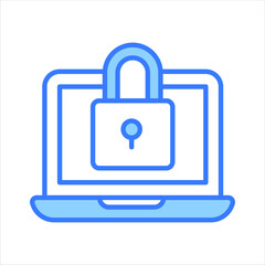 Padlock with laptop denoting vector of laptop security in modern style
