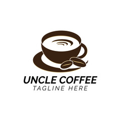 Uncle Coffee cup and coffee beans logo