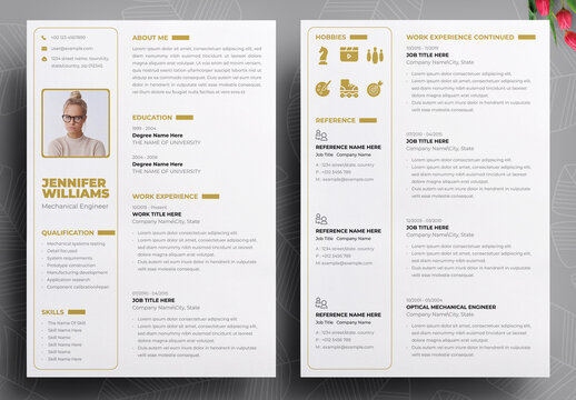 Golden Color Resume Design Layout