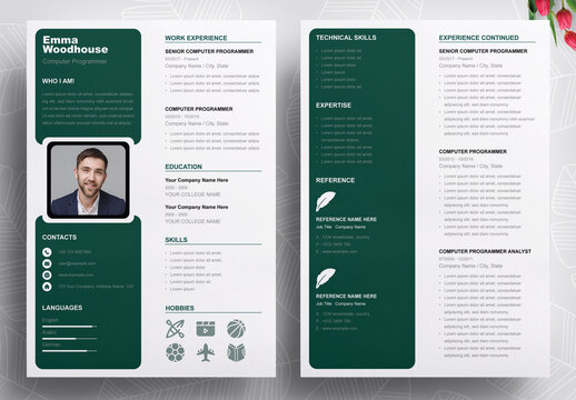 Resume Template With Green Theme