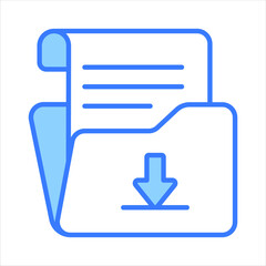 Obraz premium Down arrow on file folder depicting vector of file download in modern style