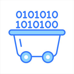 Binary coding inside a wheelbarrow denoting concept icon of data mining