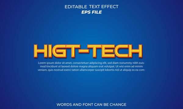  higt tech text effect, font editable, typography, 3d text 