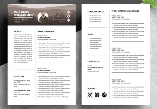 Resume Layout Template with Brown Theme