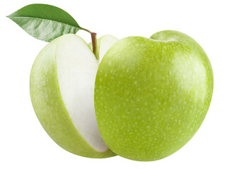 Cut in half green apple cut out