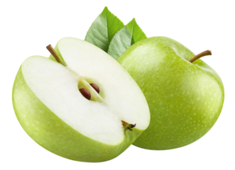 Delicious green apples cut out