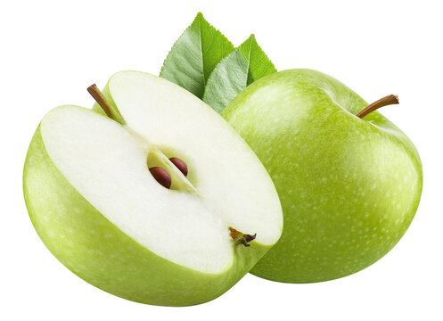 Delicious green apples cut out