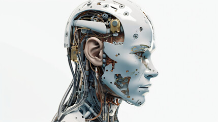 Fototapeta na wymiar Female Robot Face Artificial Intelligence Concept