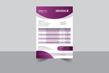 Invoice minimal design template. Bill form business invoice accounting