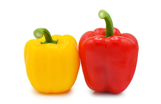 Yellow and red bell pepper isolated on transparent background. PNG