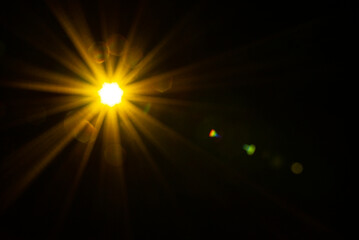 Abstract Natural Sun flare on the black