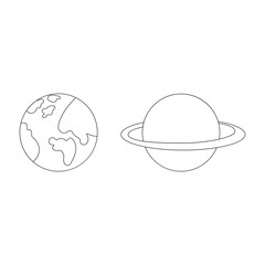 earth saturn planet space coloring line elements