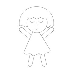 girl doll toy coloring line icon element