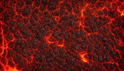Fototapeta na wymiar Seamless lava pattern with small stones, texture for graphic design. Realistic lava flame on black ash background. Texture of molten magma surface. Abstract volcanic lava background. Generative AI
