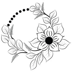 Free Vector line art and hand drawing flower art black and white flat design simple flower