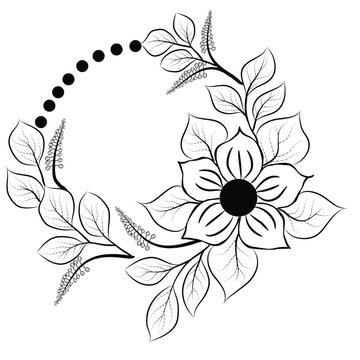 Free Vector line art and hand drawing flower art black and white flat design simple flower