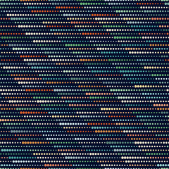 Seamless striped pattern. multicolored diagonal dotted lines. Stripes in green, orange, and white on a black background. Modern geometric design. Vector image for textile, wrapping, and print.