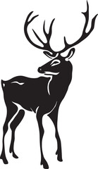 deer standing turning head vector art one color stencil