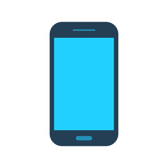 Flat Mobile Phone Blue Color Icon Isolated Vector Illustration