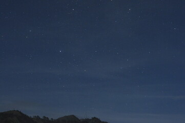 starry night sky in the mountain