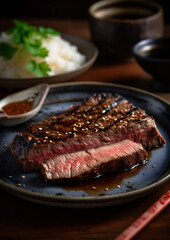 Close-up delicious cuisine, fried steak