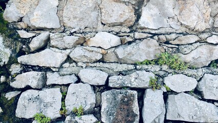 Wall of huge black and white stones