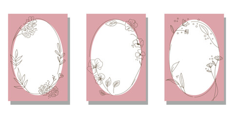 Set of Floral frame. Botanical concept cover design collection. flower decoration template for wedding, bridal, birthday and celebration. Vector illustration.