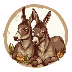 Donkey Delight: Adorable Stickers in Playful Donkey Style