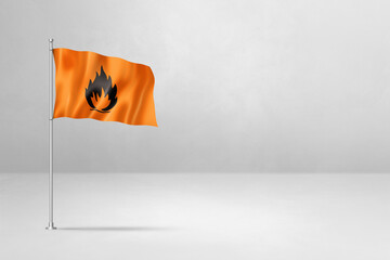 Flammable icon flag isolated on white