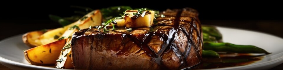 Beef steak is grille. Generative AI