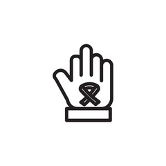 Hand Ribbon Stop Outline Icon