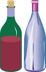 Bottle is a container typically made of glass, plastic