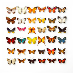 Fototapeta premium set of butterflies on white background