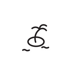 Beach Island Ocean Outline Icon