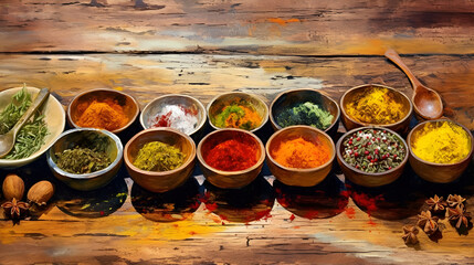 colorful selection of spices and herbs