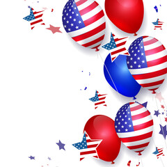 Balloons with USA flag element, national symbol of America.